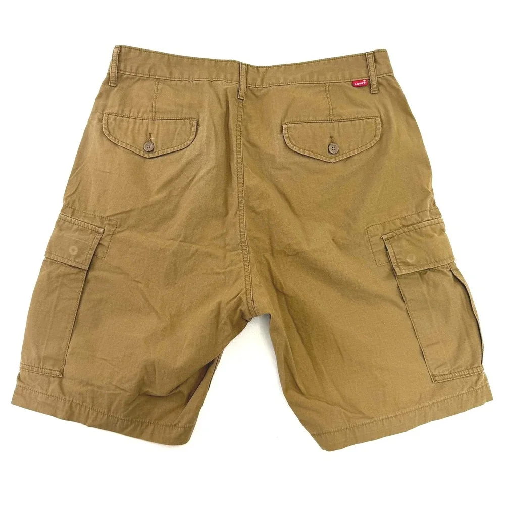 Levis Mens Brown Ripstop Cargo Shorts Size 34 Utility Workwear Casual Brown